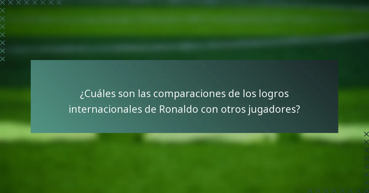 ¿Cuáles son las comparaciones de los logros internacionales de Ronaldo con otros jugadores?