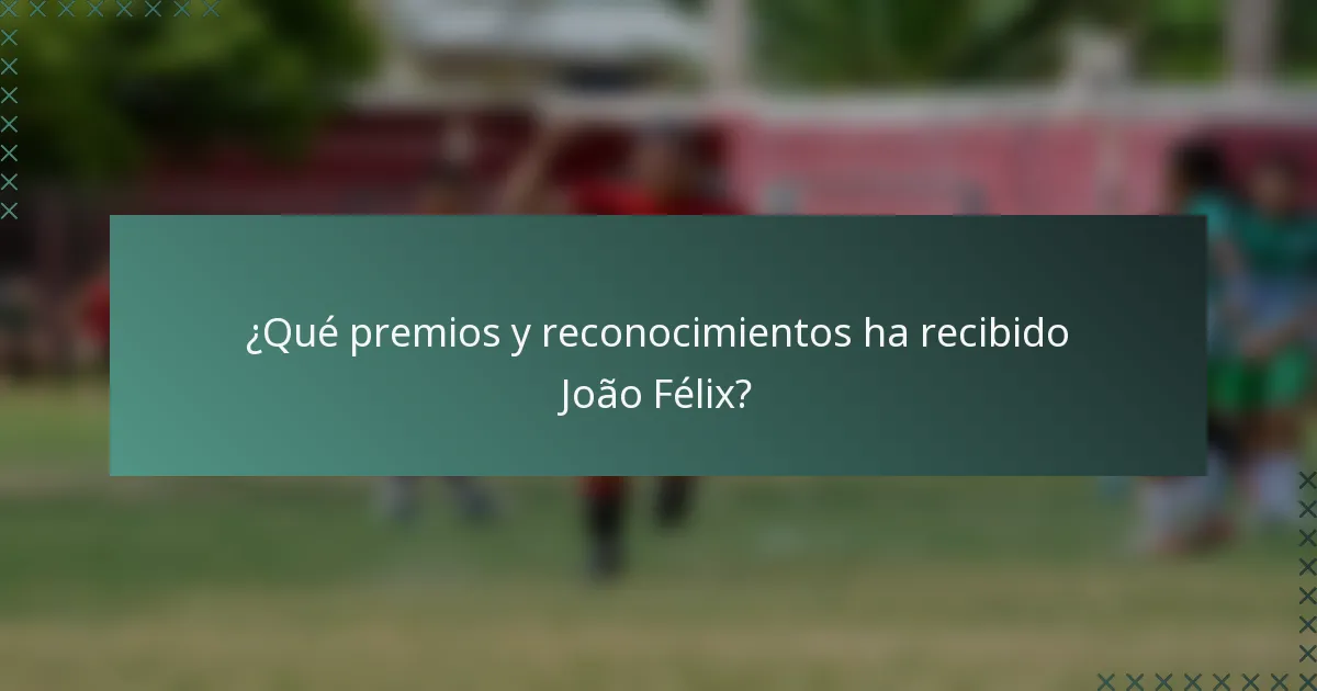 ¿Qué premios y reconocimientos ha recibido João Félix?